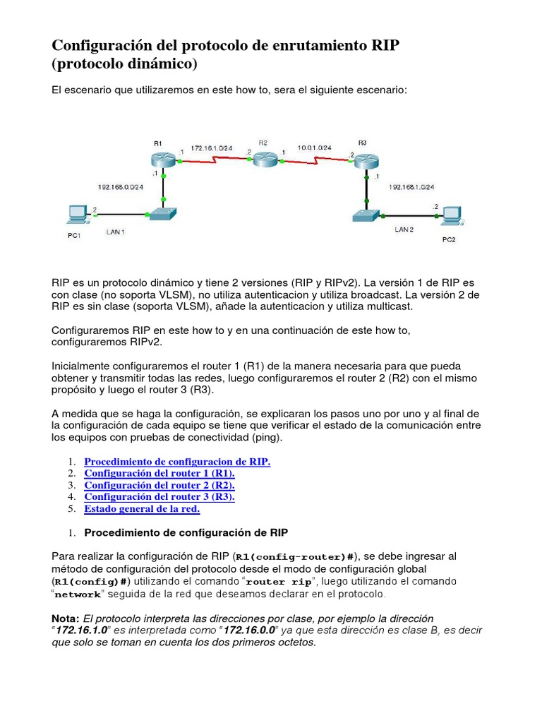 Configuración De 2 Routers Con Protocolo Rip, Por Cli – PNSWG
