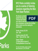 NYC Parks Cordially Invites You To A Series of Listening Sessions Regarding The New York State Pavilion