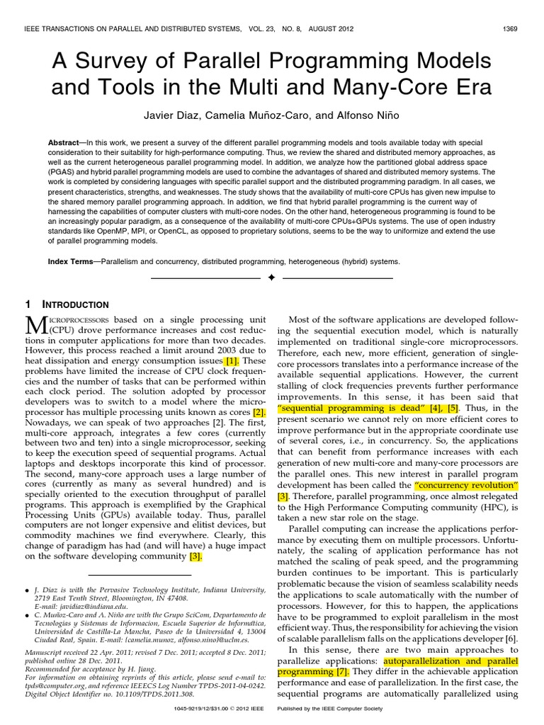 A Survey of Parallel Programming Models and Tools in The Multi and Many ...