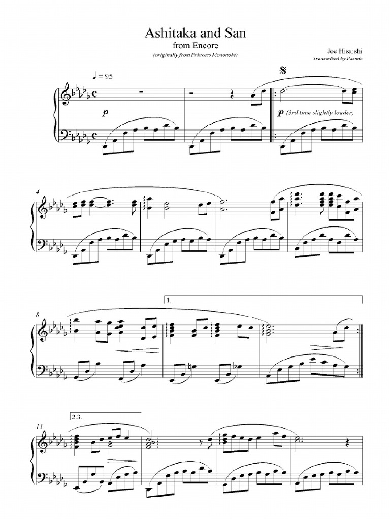 Ashitaka And San Sheetmusic