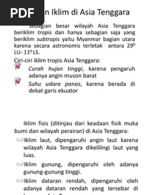 Keadaan Iklim Di Asia Tenggara Pdf