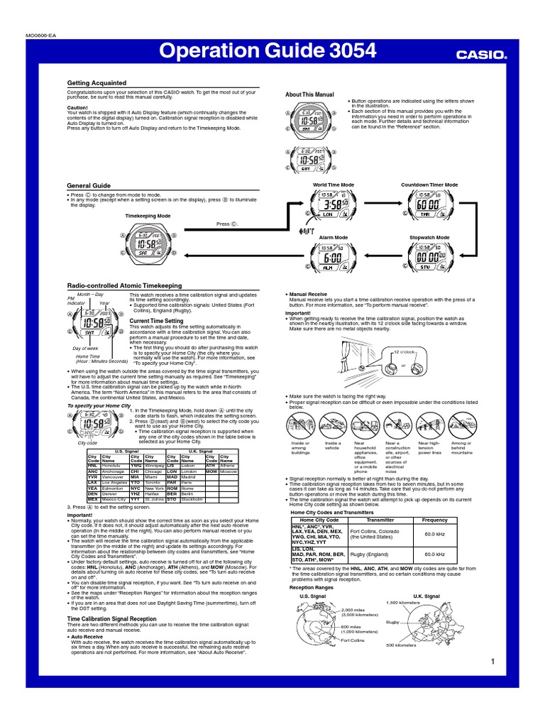 Casio Atomic Watch 3054 PDF Watch Daylight Saving Time