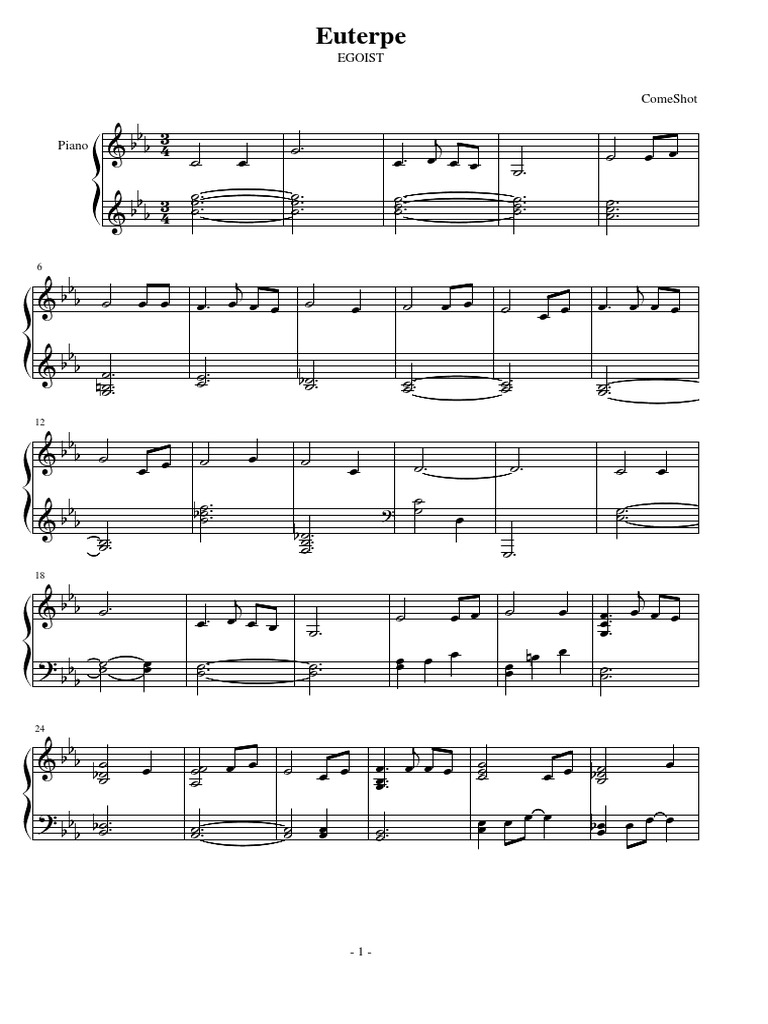 Euterpe [Guilty Crown Piano Sheet]