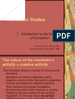 Translation Studies: 1. Introduction To The Theory of Translation