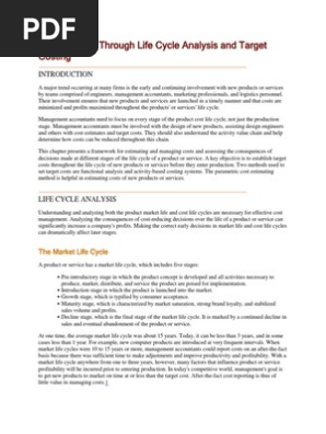 Cost Analysis Through Life Cycle Analysis and Target Costing | PDF 