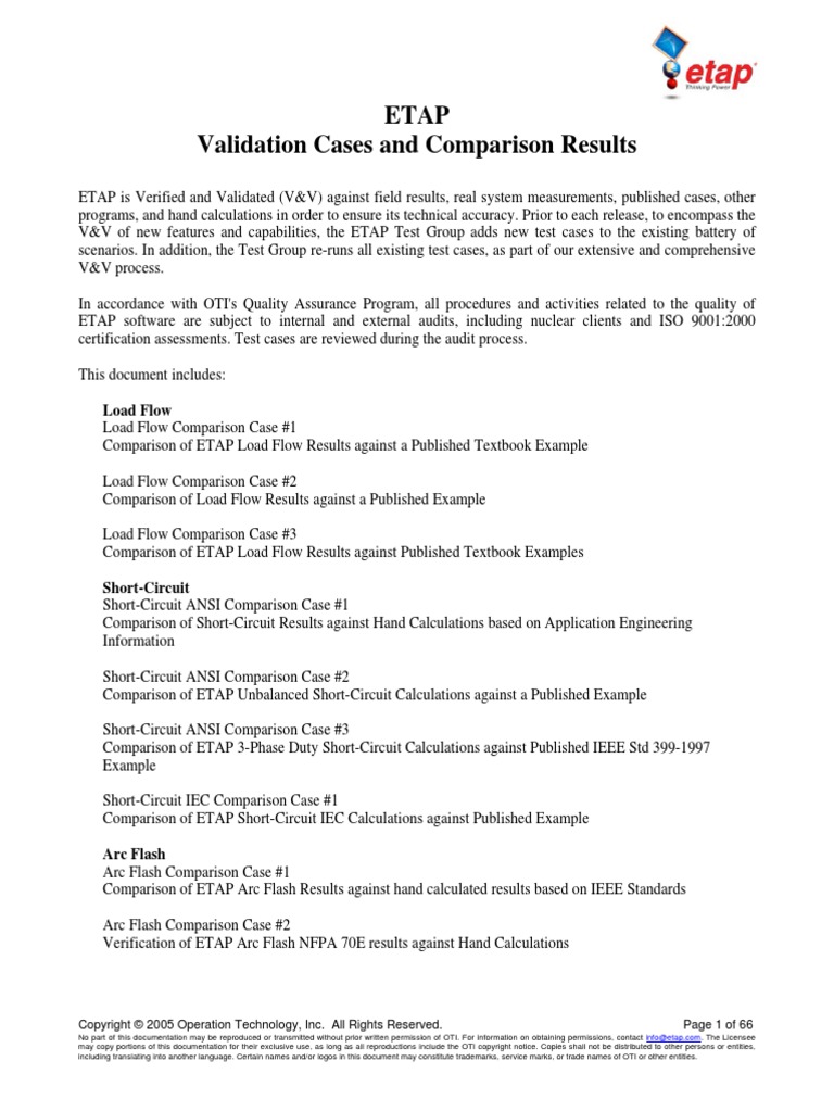 Etap Validation Cases and Comparison Results: Load Flow | PDF