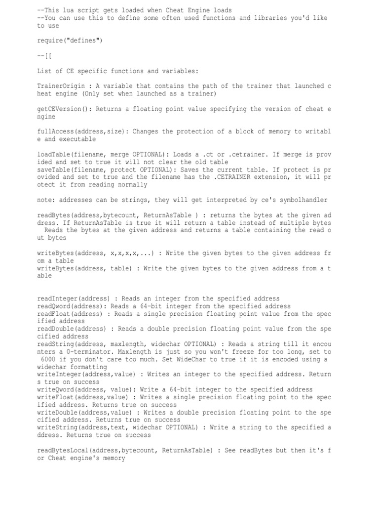 Main Lua Cheat Engine | PDF | Subroutine | Computer File