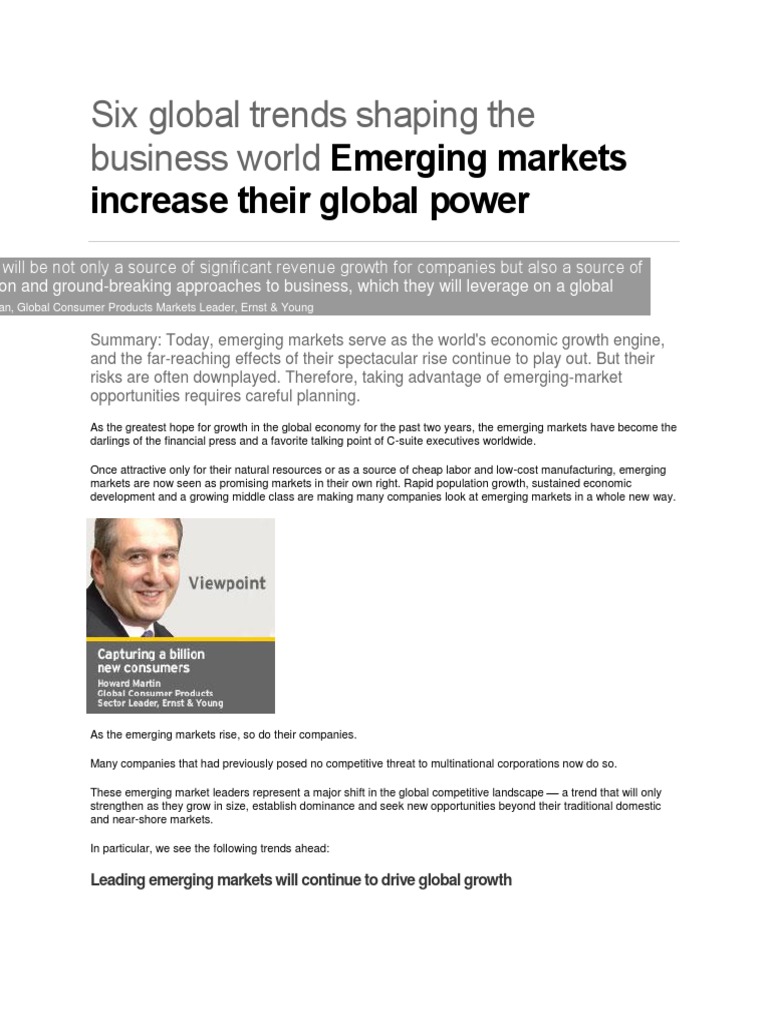 Global Trends in Emerging Markets | PDF | Bric | Emerging Markets