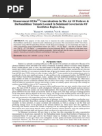 Measurement Of Rn222
 Concentrations In The Air Of Peshraw & 
Darbandikhan Tunnels Located In Sulaimani Governorate Of 
Kurdistan Region-Iraq. 
