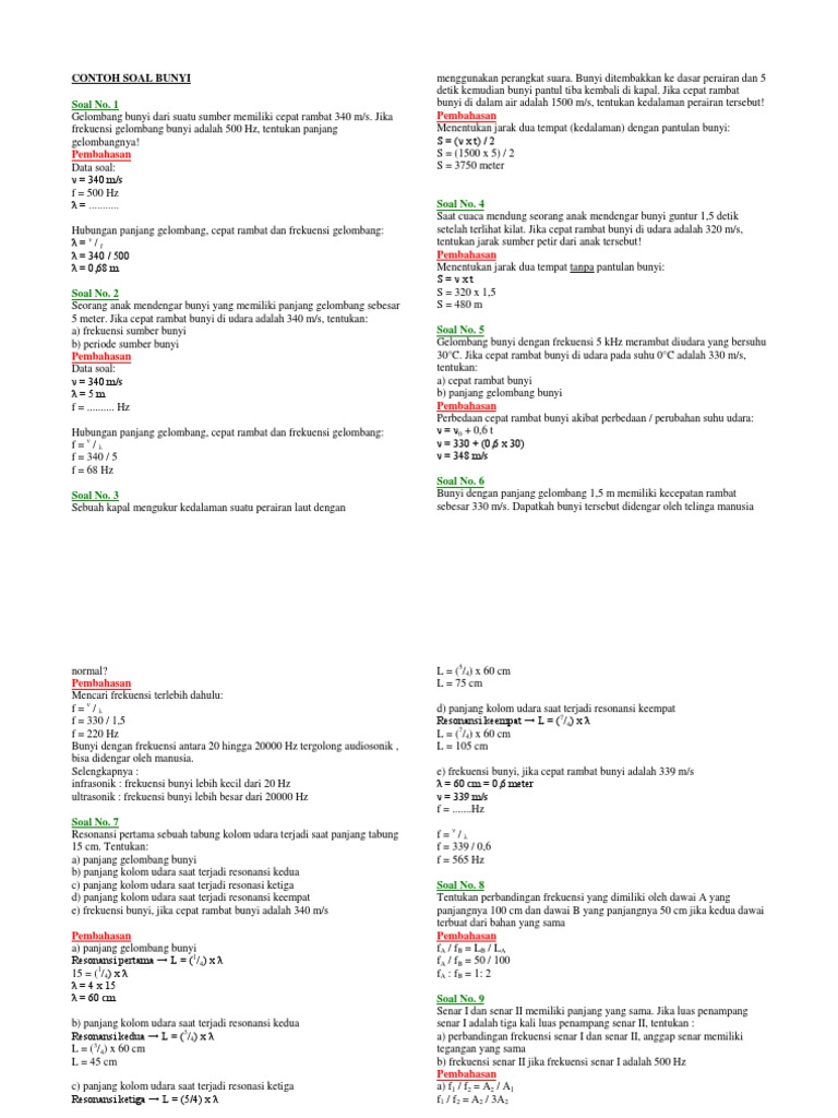 Contoh Soal Bunyi