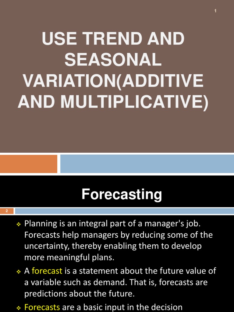 Seasonal Variations in Forecasting | PDF | Seasonality | Forecasting