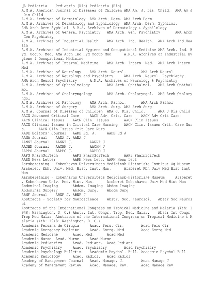 Document Review Medical Journal Abbreviations PDF American Medical