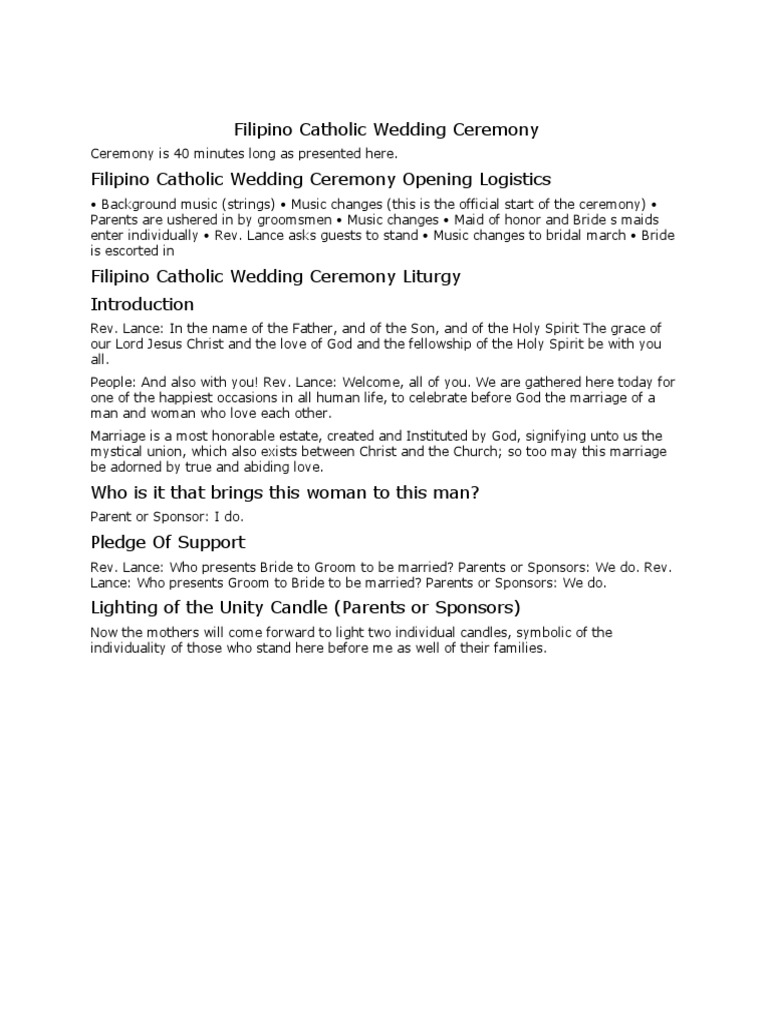 Filipino Catholic Wedding Ceremony Pdf Wedding Eucharist