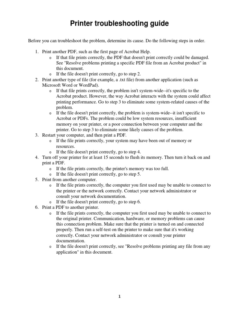 Printer Troubleshooting Steps Guide | PDF | Printer (Computing ...