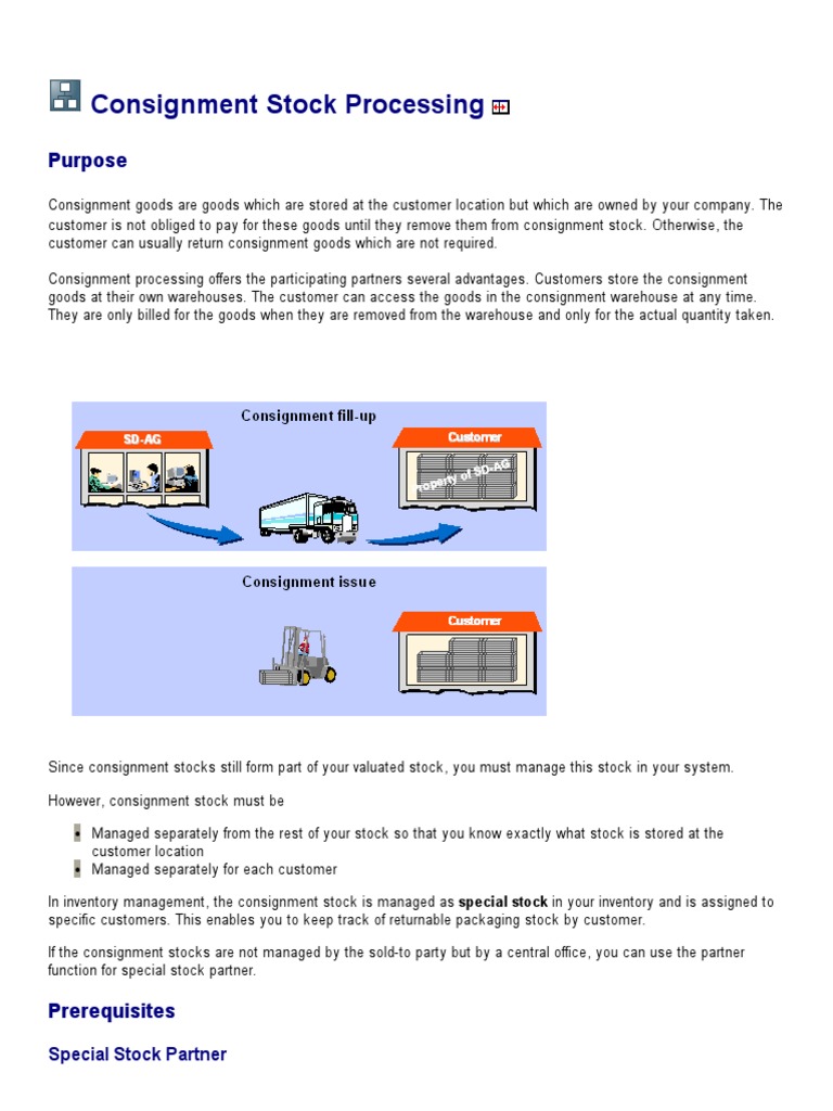 Consignment Stock Processing Inventory Stocks