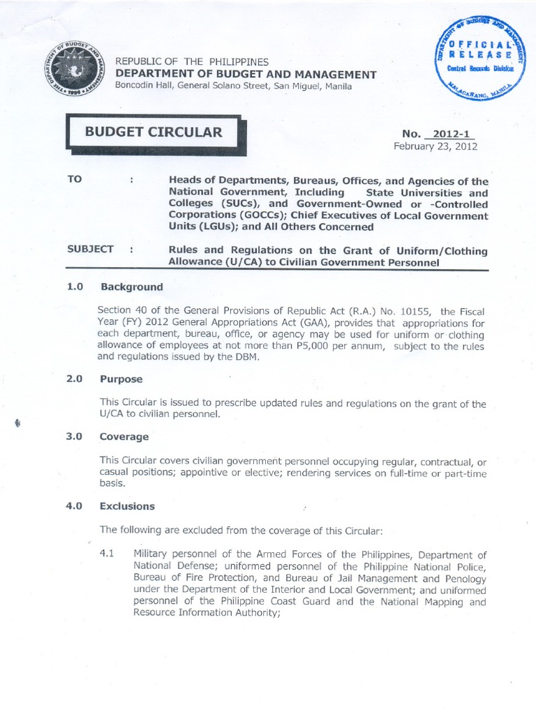 Uniform Clothing Allowance Government Employees PDF Security Guard