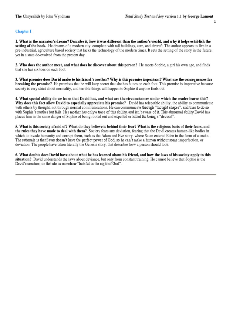 The chrysalids chapter 11 questions and answers image