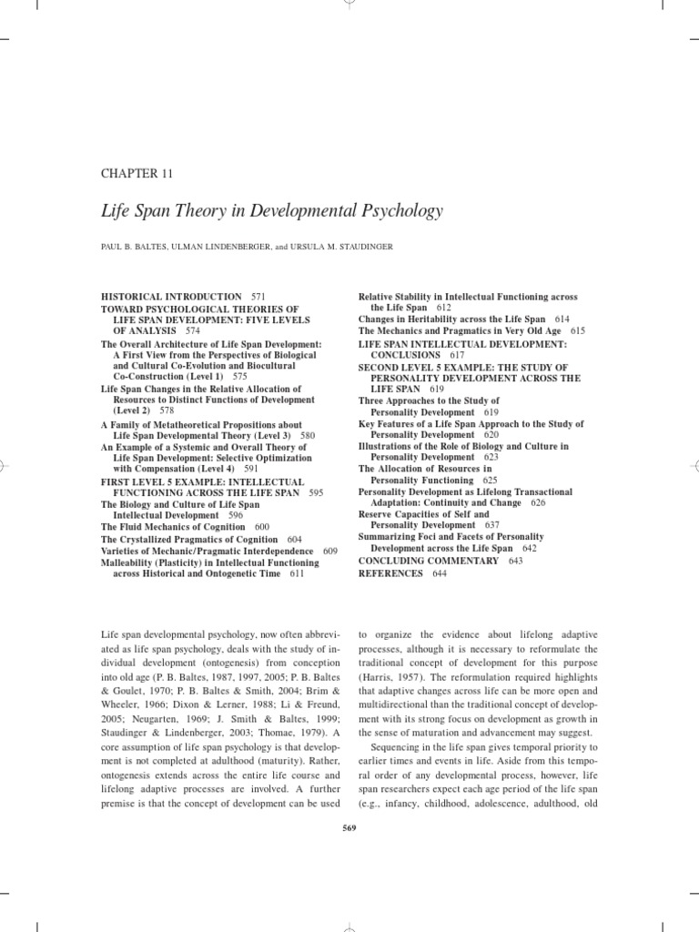 Life Span Theory in Developmental Psychology | PDF | Senescence ...