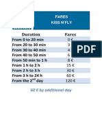 Kiss N'Fly taxi fare rates by duration