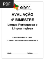 avaliação 7º ano línguas 4º bimestre