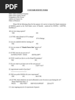 Customr Survey Form: (1) Are You Using A Genset?