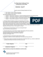 Pre-Observation Conference Form Professional Growth Phase: Teacher's Signature Date