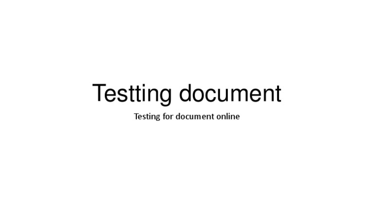 Online Document Testing Guide | PDF