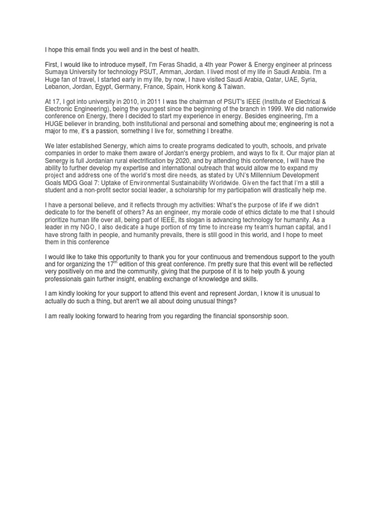 I Hope This Email Finds You Well And In The Best Of Health Jordan Millennium Development Goals