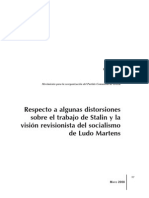 Respecto a algunas distorsiones sobre el trabajo de Stalin y la visión revisionista del socialismo de Ludo Martens