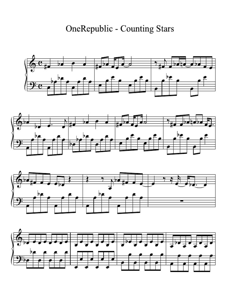 Counting Stars Sheet Music PDF