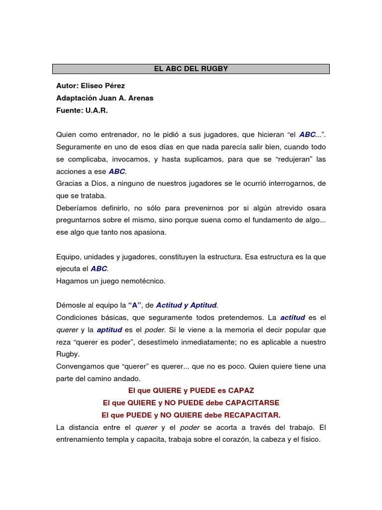 Fundamentos del Rugby: ABC Esencial | PDF | Fútbol rugby | Disciplinas
