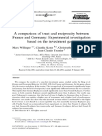 A Comparison of Trust and Reciprocity Between France and Germany Experimental Investigation Based