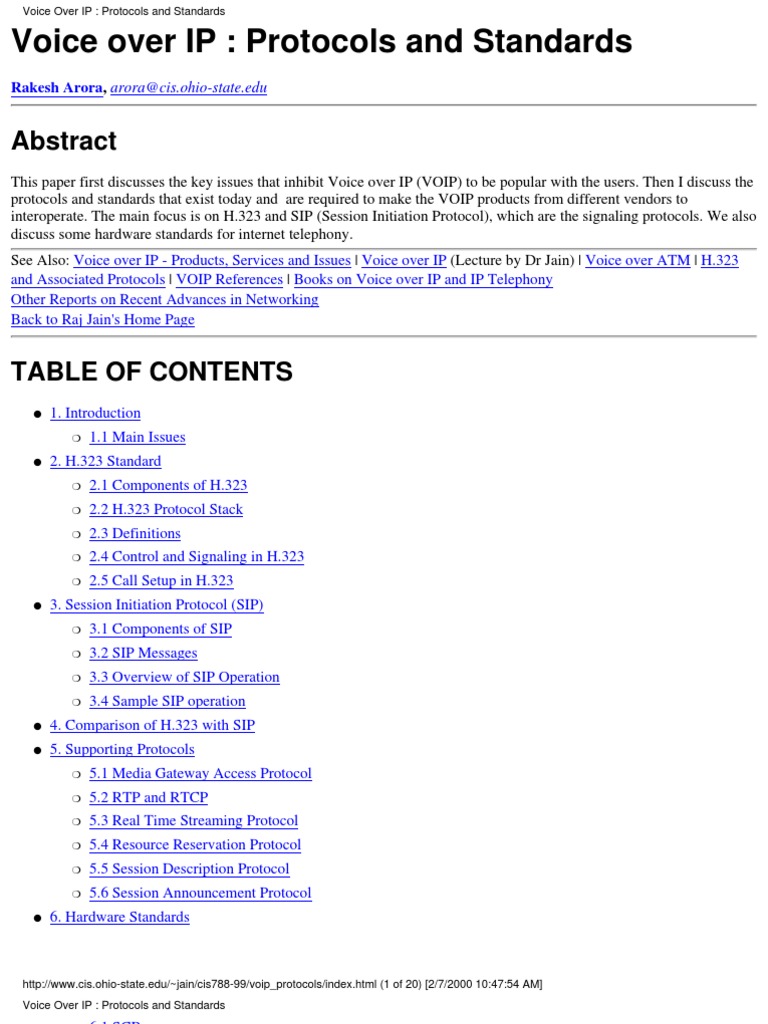 VOIP Protocols and Standards | PDF