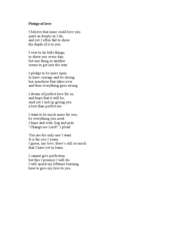 Pledge of Love Poem: A Promise | PDF | Self-Improvement