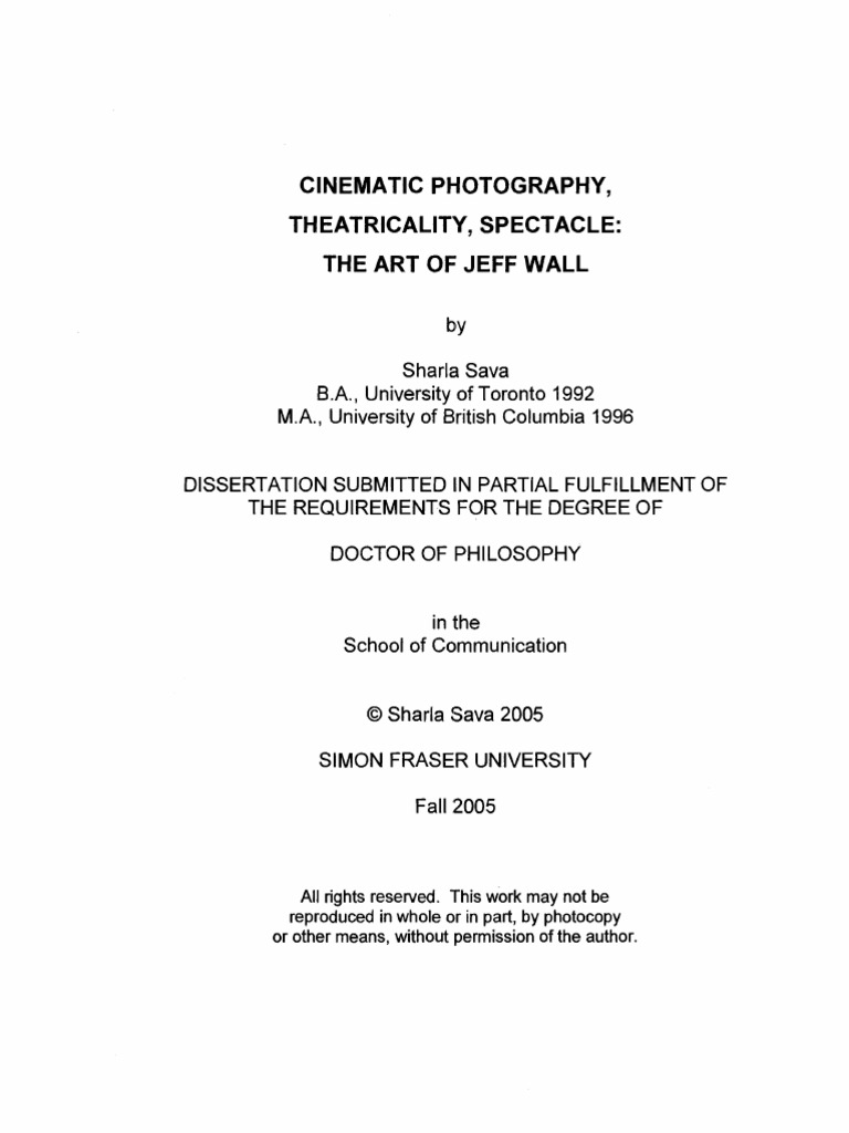 Cinematic Photography, Theatricality, Spectacle The Art of Jeff Wall