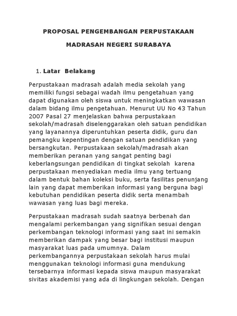 Proposal Pengembangan Perpustakaan
