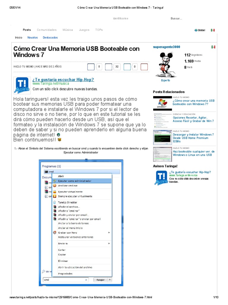 Cómo Crear Una Memoria USB Booteable Con Windows 7 - Taringa! | PDF ...