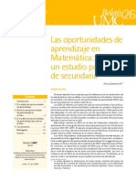 Oportunidades de aprendizaje en Matemática 4° secundaria