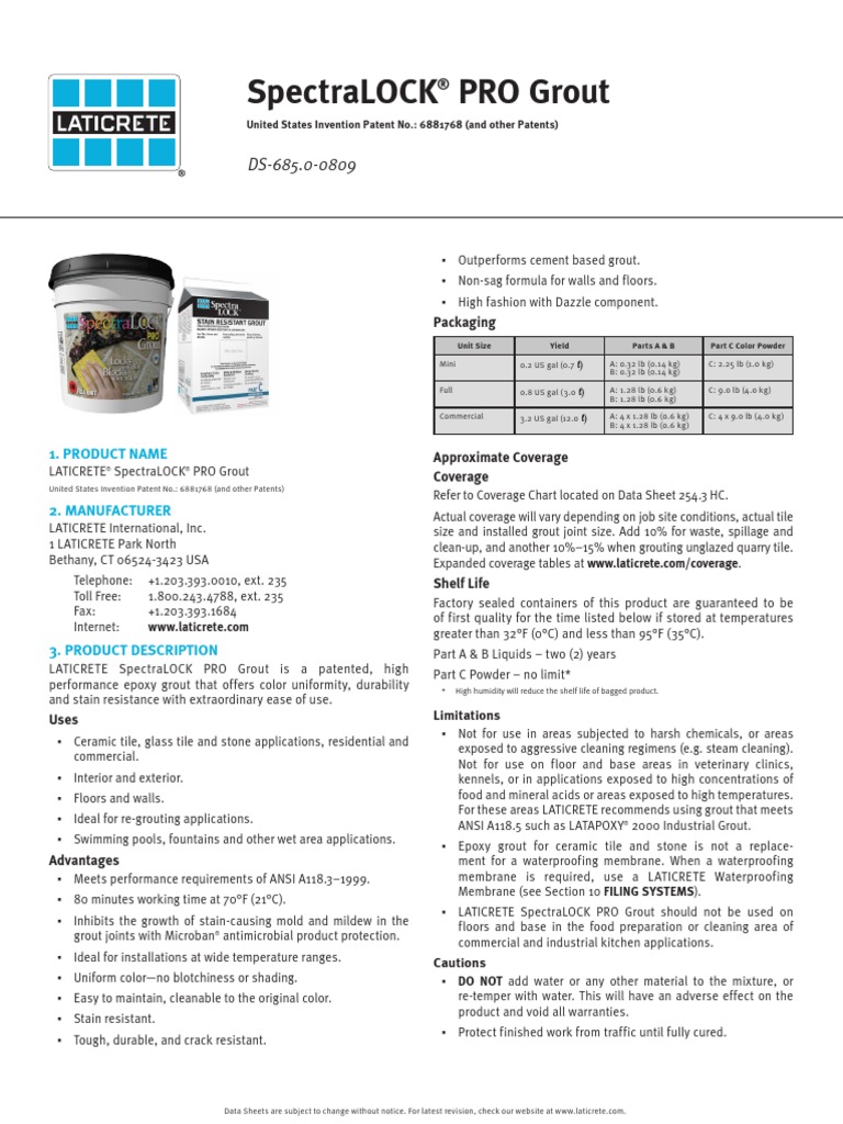 SpectraLOCK PRO Grout PDF | PDF | Tile | Sand