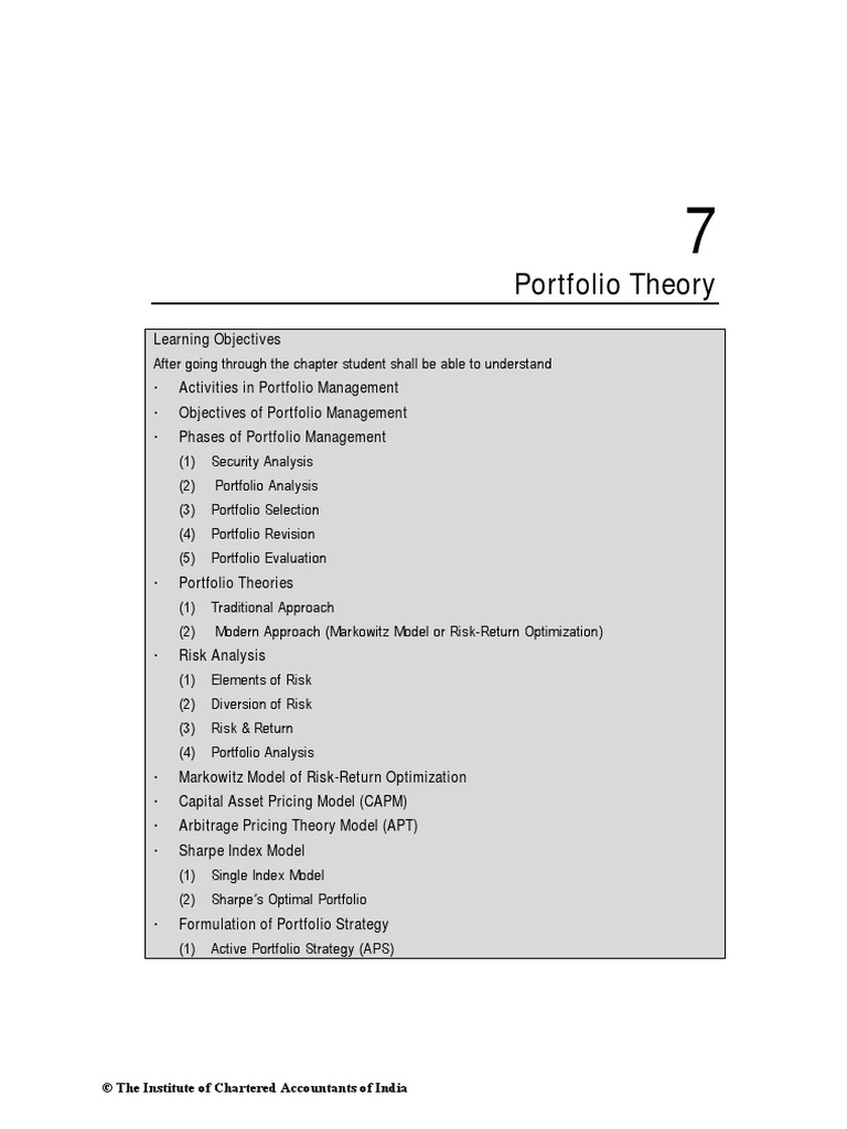 Portfolio Theory PDF Beta (Finance) Modern Portfolio Theory