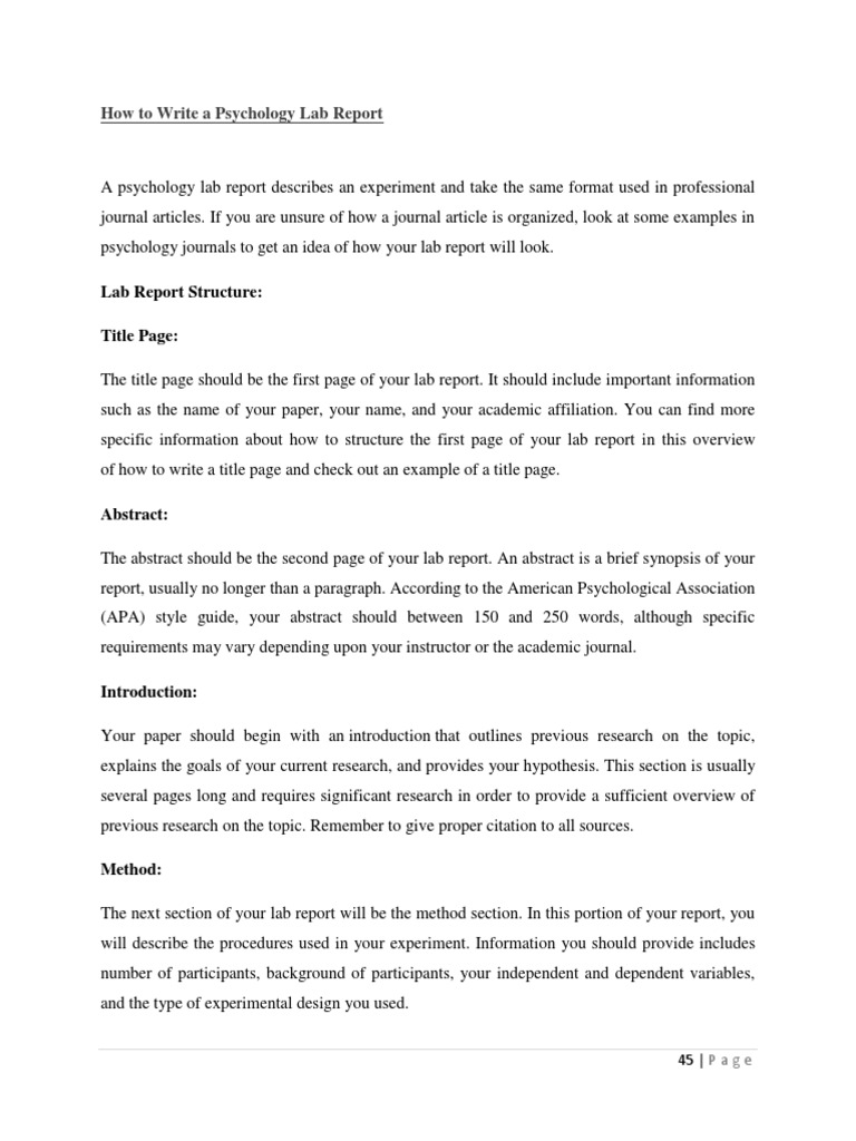 psychology research report layout