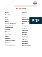 List of Design Styles