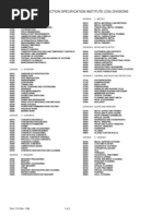 Master Format Numbers & Titles 1998