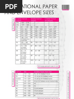 International Paper & Envelope Sizes