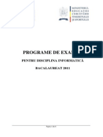 Programa Bac 2011 E d) Informatica