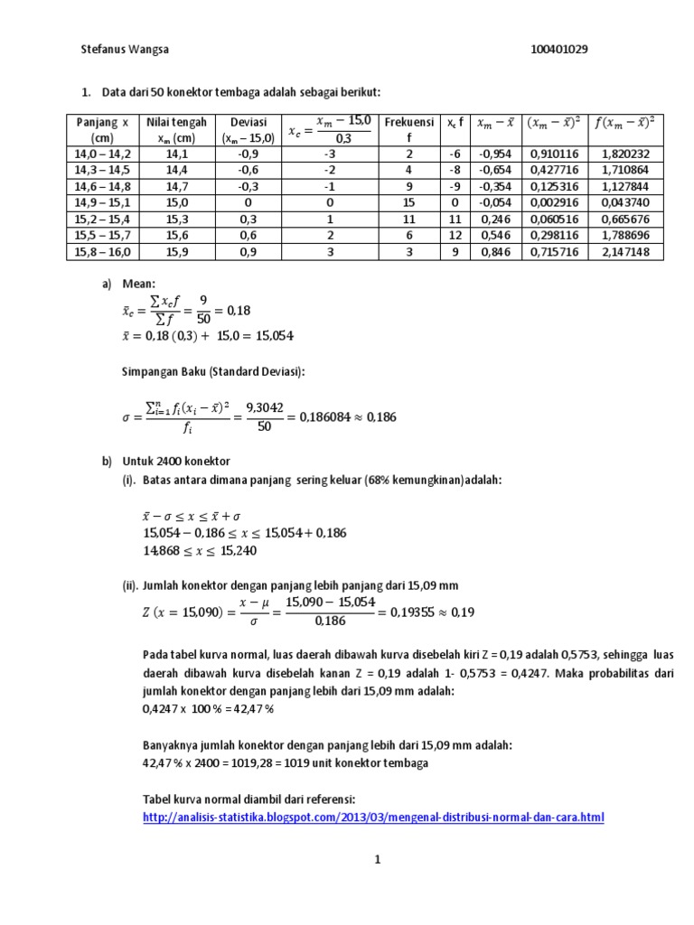 contoh soal statistika penerapan dalam matematika teknik I contoh soal statistika penerapan dalam matematika teknik I
