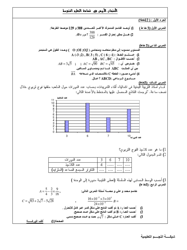 Sujet Math Bem 2022 – Sujets Bem 2024 Algérie – UKZFM