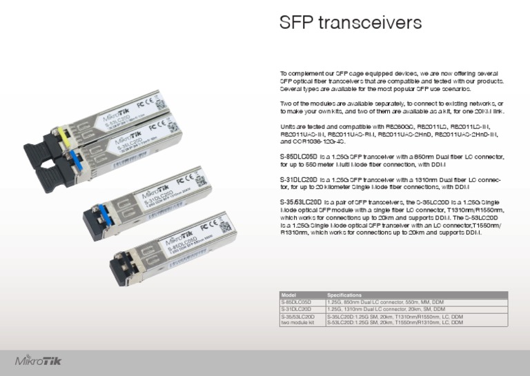 SFP Transceivers for Network Pros | PDF