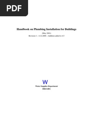 Handbook on Plumbing Installation for Buildings