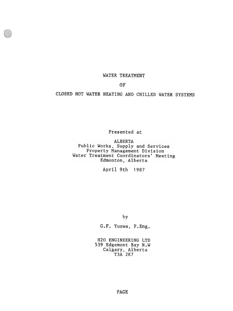 Water Treatment for Closed Systems | PDF
